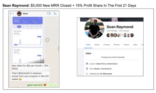 $5,000 in new monthly revenue closed in the first 21 days