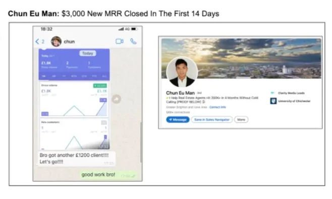 $3,000 in new monthly revenue closed in the first 14 days